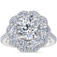 Vintage Diamond Halo Engagement Ring in Platinum (5/8 ct. tw.)